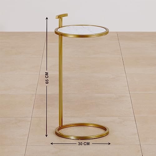 Home Centre Julia Marble Accent Table - Gold - Image 2