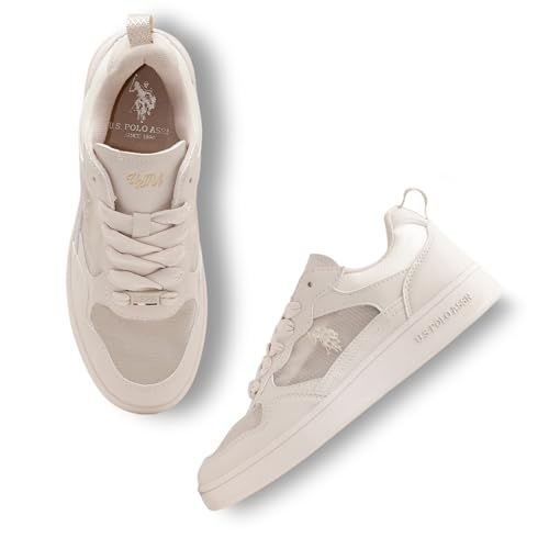 U.S. Polo ASSN. Zira Off White Sneakers Shoes with Premium Upper