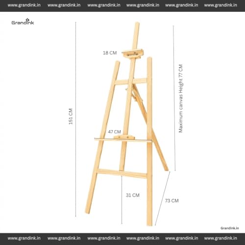 Grandink 5 Feet H Frame Pinewood Adjustable Easel Stand for Artists - Image 3