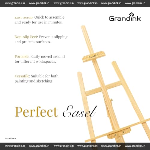 Grandink 5 Feet H Frame Pinewood Adjustable Easel Stand for Artists - Image 4