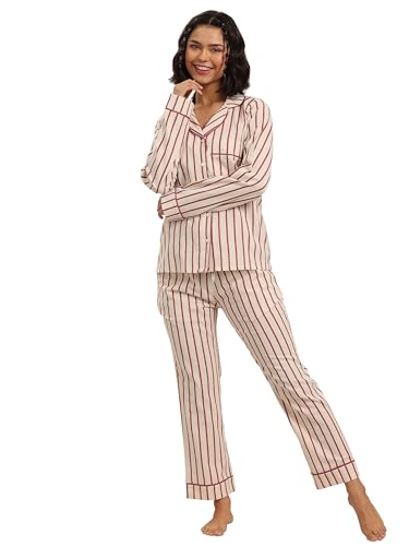 Libas Off White Printed Cotton Night Suit for Women | Sleep wear