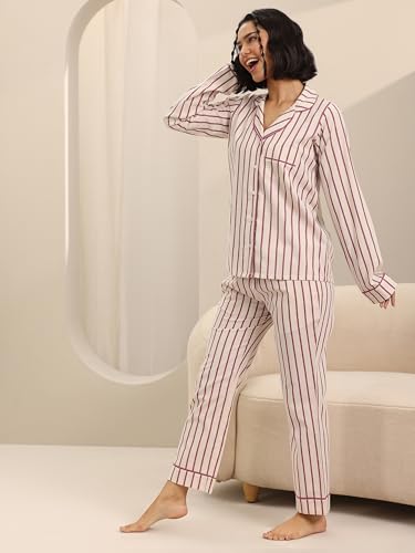 Libas Off White Printed Cotton Night Suit for Women | Sleep wear - Image 2