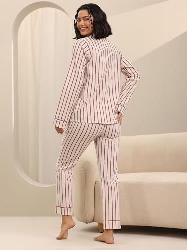 Libas Off White Printed Cotton Night Suit for Women | Sleep wear - Image 3
