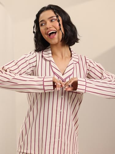 Libas Off White Printed Cotton Night Suit for Women | Sleep wear - Image 4