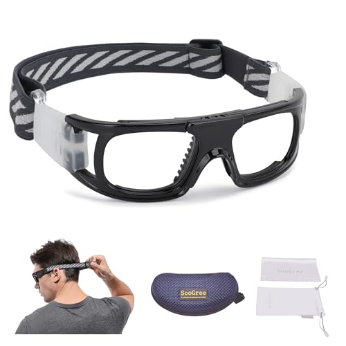 SooGree Basketball Soccer Football Sports Goggles Training Glasses Protective Eyewear Goggles Anti Fog Lens for Men Adults Safety Glasses (Black)