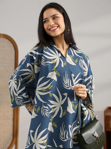 Libas Printed Cotton A Line Kurti Suit - Image 2