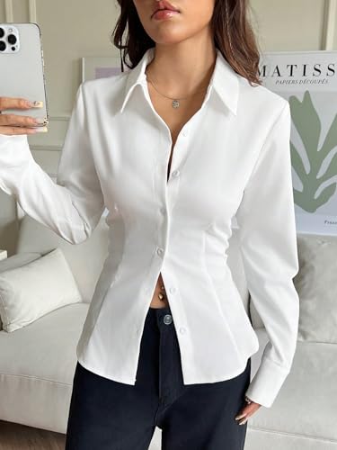 Aahwan Solid Front Button Long Sleeve Casual Shirt for Women' - Image 5