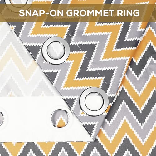 Door Curtains 7 Feet Pack of 1, Chevron, Yellow & Grey - Image 4