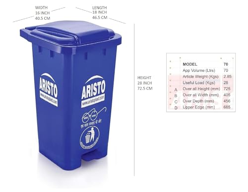 ARISTO Plastic Pedal Garbage Waste Dustbin 70 LTR BLACK/YELLOW - Image 3