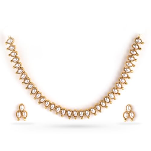 Rubans Gold Plated Ethnic Traditional Necklace Set for Women Stylish Trendy
