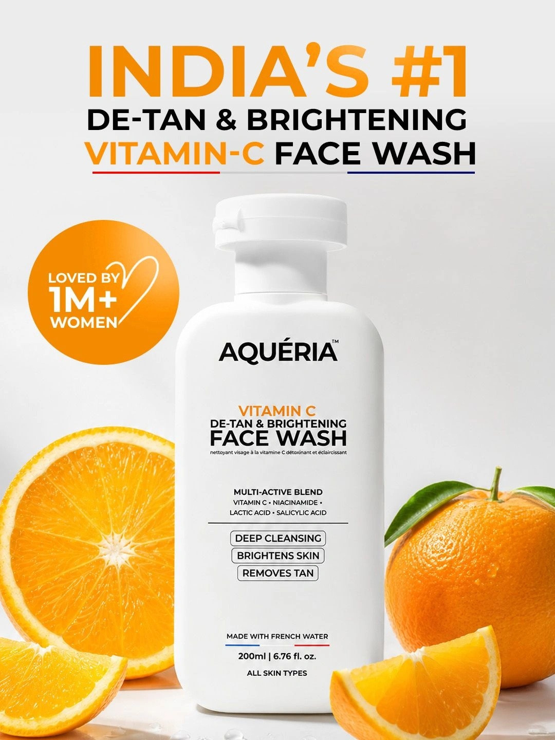 Aqueria Vitamin C De-Tan & Brightening Face Wash- 200 ml
