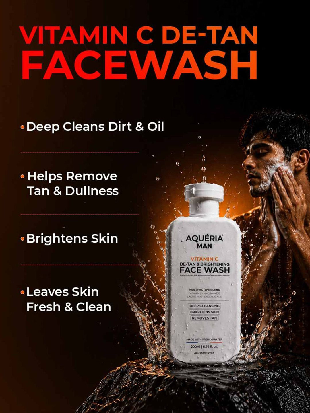 Aqueria Vitamin C De-Tan & Brightening Face Wash- 200 ml - Image 2