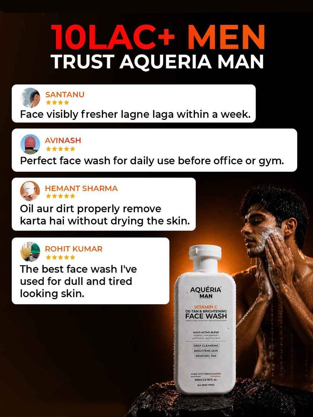 Aqueria Vitamin C De-Tan & Brightening Face Wash- 200 ml - Image 3