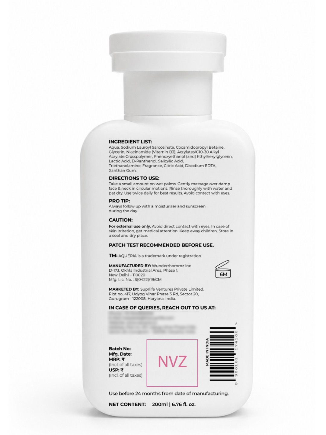Aqueria Vitamin C De-Tan & Brightening Face Wash- 200 ml - Image 5