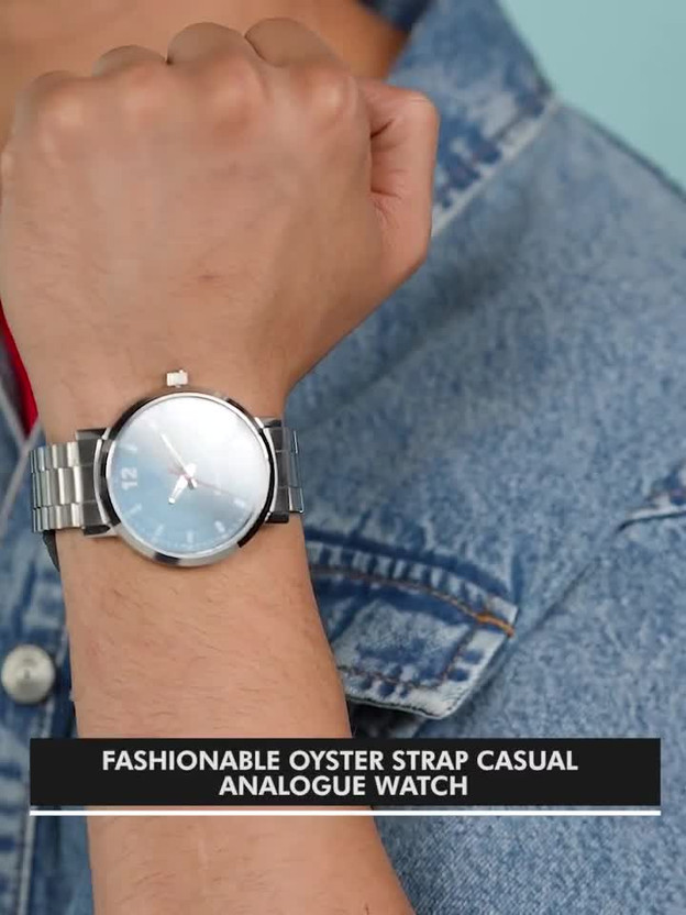 Fastrack Blue Dial Silver Stainless