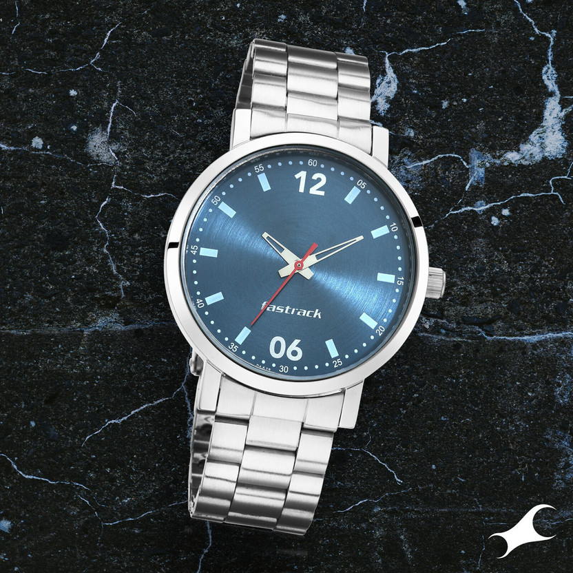 Fastrack Blue Dial Silver Stainless