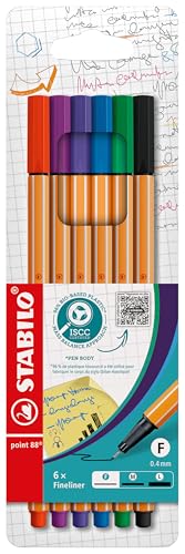 STABILO point 88 - Fineliner - Wallet of 6 (Assorted Colours)