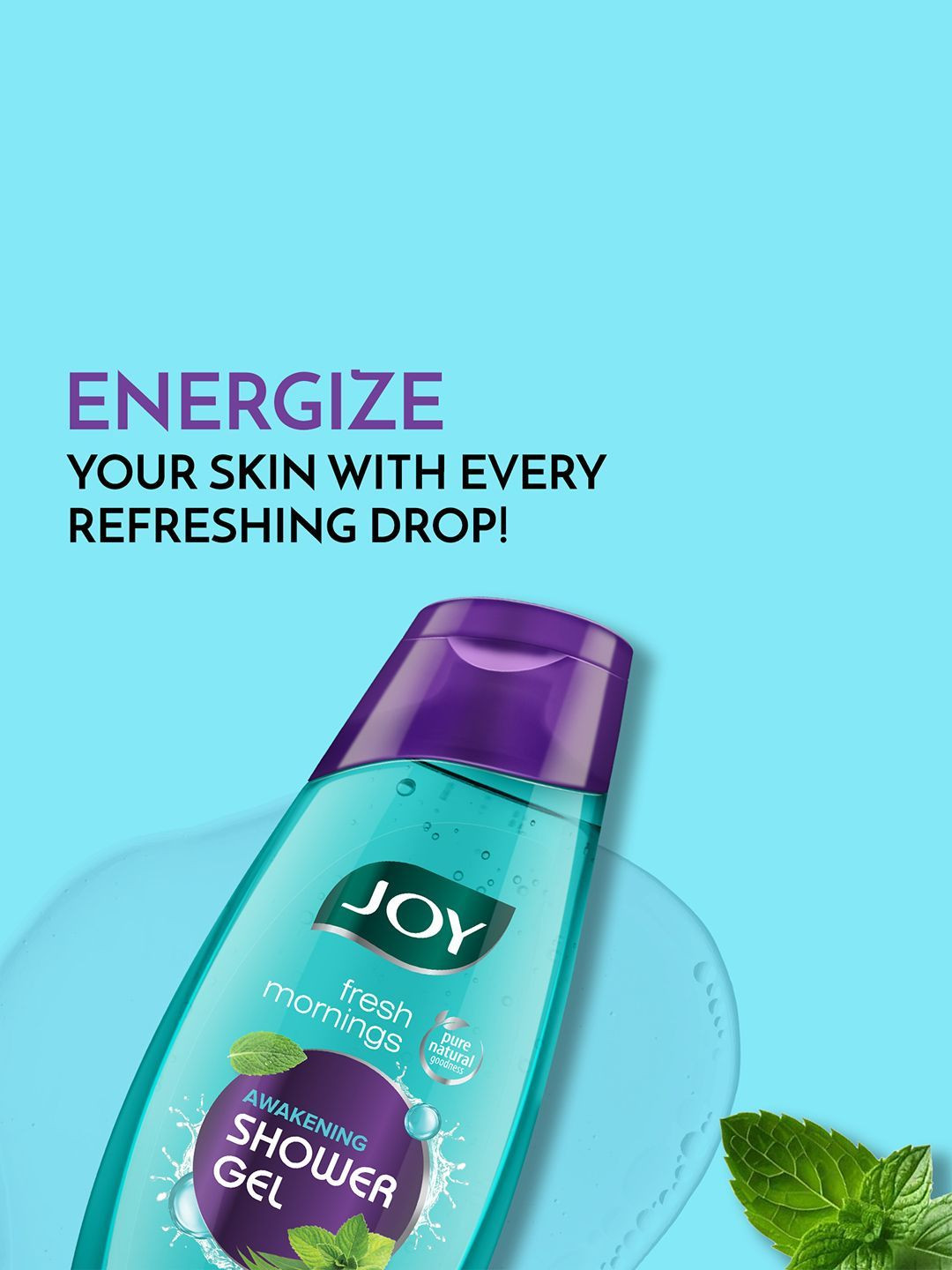 JOY Cooling Mint Shower Gel Body Wash for Day Long Freshness - 250ml - Image 2