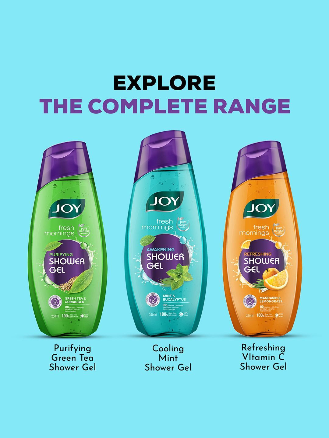 JOY Cooling Mint Shower Gel Body Wash for Day Long Freshness - 250ml - Image 6