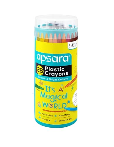 Apsara Plastic Crayons-28 Shades,Smooth &