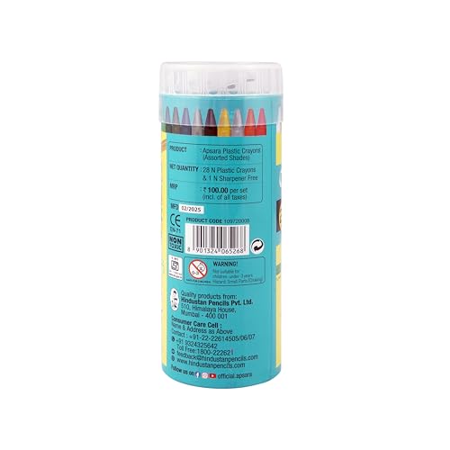 Apsara Plastic Crayons-28 Shades,Smooth &