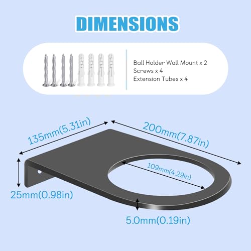 Basketball Wall Mount 2-Pack, Black