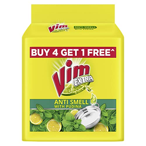 Vim Antismell Dishwash Bar with Pudina|| 190 g (Buy 4 Get 1 Free)