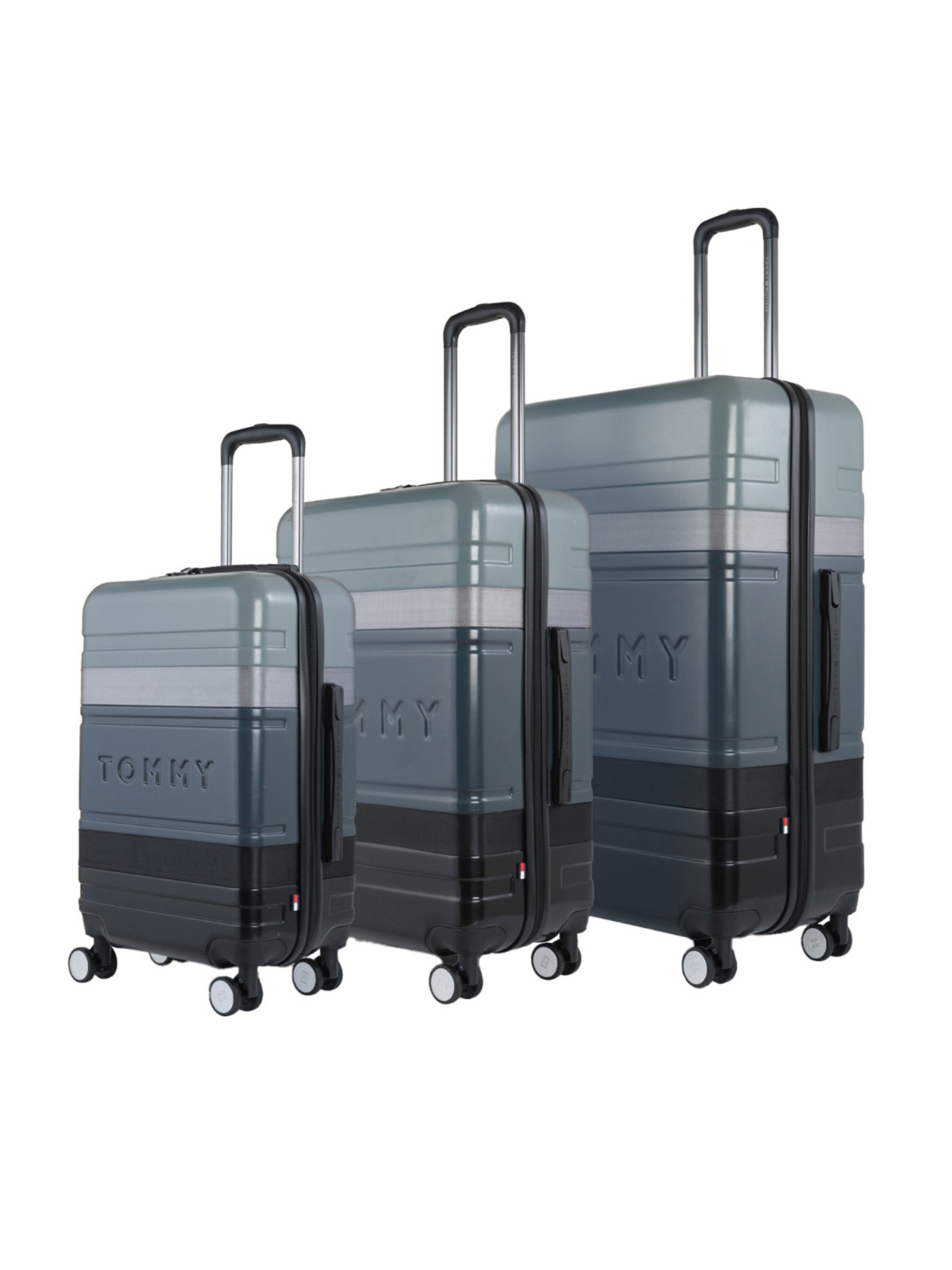Tommy Hilfiger Set Of 3 Colorblocked Cabin, Medium & Large Trolley Bag