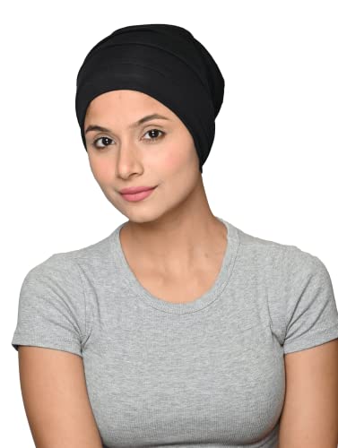 The Headscarves Bamboo Viscose Solid Seams Slouchy Snood Cap for Women - Image 2