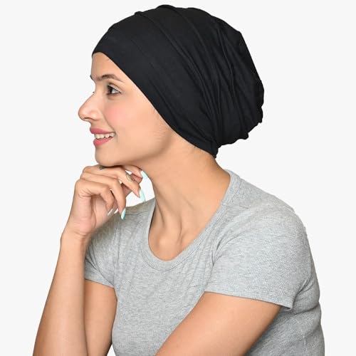 The Headscarves Bamboo Viscose Solid Seams Slouchy Snood Cap for Women - Image 3