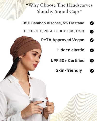 The Headscarves Bamboo Viscose Solid Seams Slouchy Snood Cap for Women - Image 6