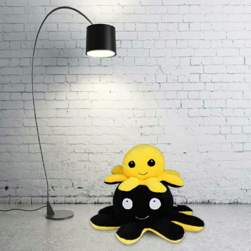 Reversible Octopus Plush Toy, Yellow and Black - Image 4