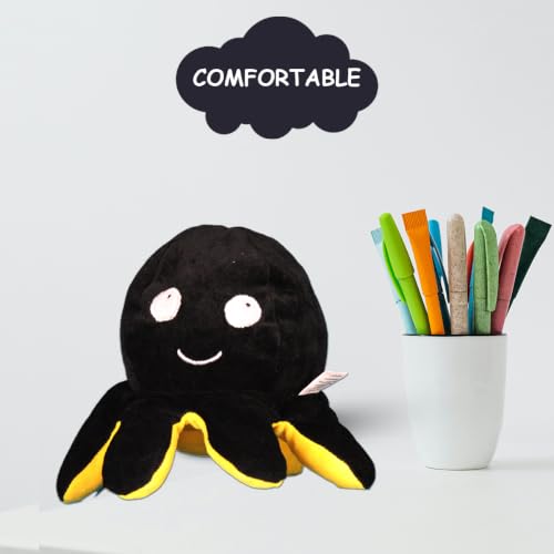 Reversible Octopus Plush Toy, Yellow and Black - Image 5