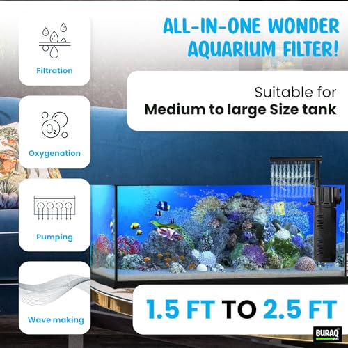 Buraq Pets Fountain Aquarium Filter 1000L/H for 1.5-2.5 Ft Tanks - Image 4