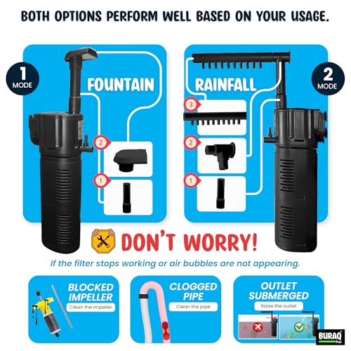 Buraq Pets Fountain Aquarium Filter 1000L/H for 1.5-2.5 Ft Tanks - Image 6