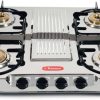 CELLO Black Pearl 4 Burner Toughened Glass Top Gas Stove, Brass B - Image 6