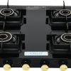 CELLO Black Pearl 4 Burner Toughened Glass Top Gas Stove, Brass B - Image 7