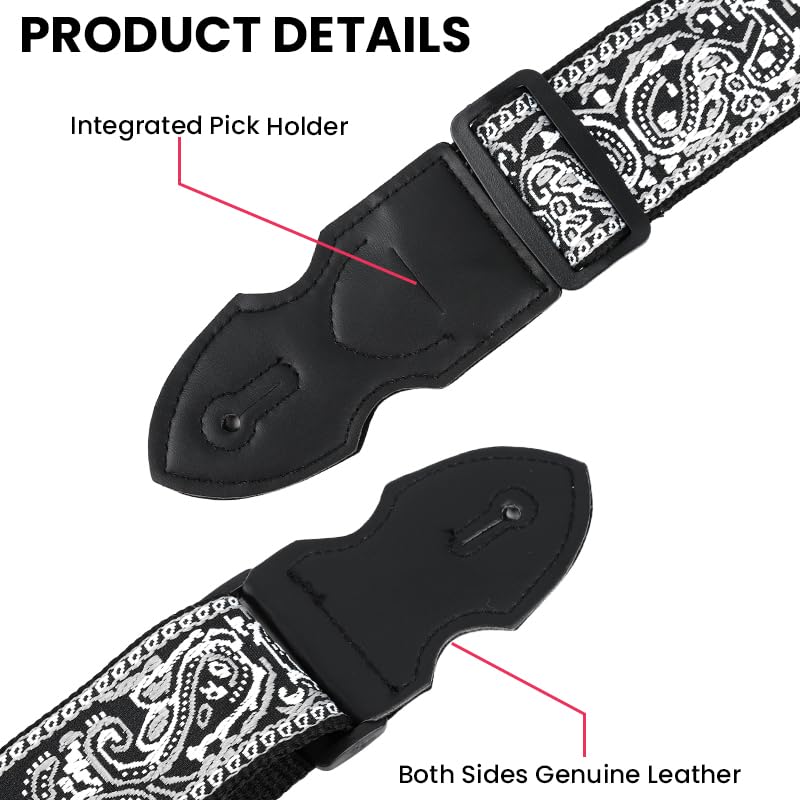 HASTHIP Guitar Strap 85-140cm Adjustable Boho for Electric Acoustic - Image 4