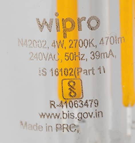 wipro Garnet Base E27 4-Watt LED Bulb (Pack of 4, Yellow) - Image 3