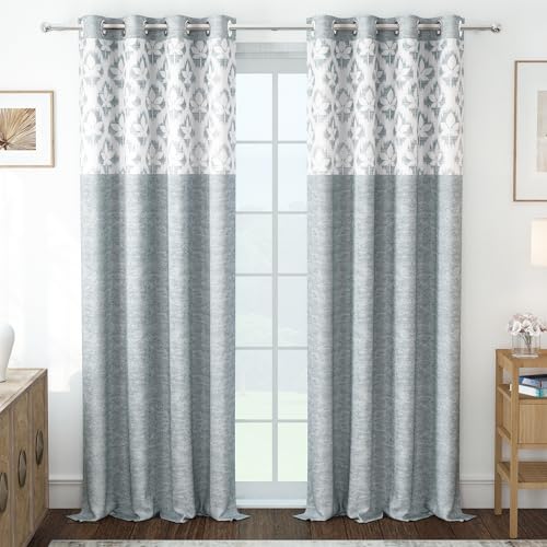 Door Curtains 8 Feet Pack of 1, Floral, Grey