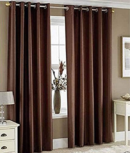 Galaxy Home Decor Solid Plain Curtains for Window 5 Feet, Pack of 2, Brown