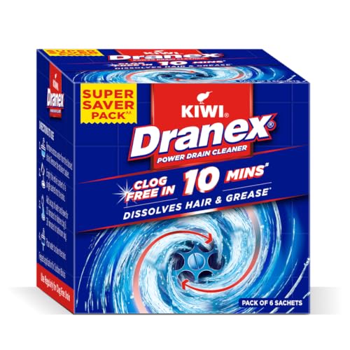 Kiwi Dranex Drain Cleaner Powder | Pack of 6 | Unclogs Drains in 10 Min