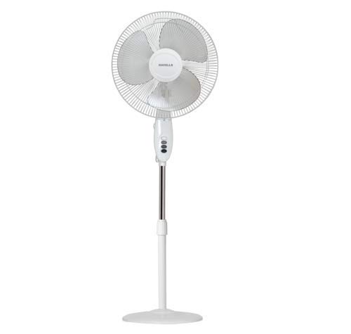 Havells 400mm Swing Pedestal Fan | 120 Ribs Guard Safety, Smooth Oscillation, Heavy Base For Stability, 3 Star | High Air Delivery, Aesthetic Design, Telescopic Arrangement | (Pack of 1, Off White)
