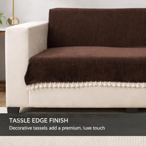 STITCHNEST Brown Chenille Sofa Cover
