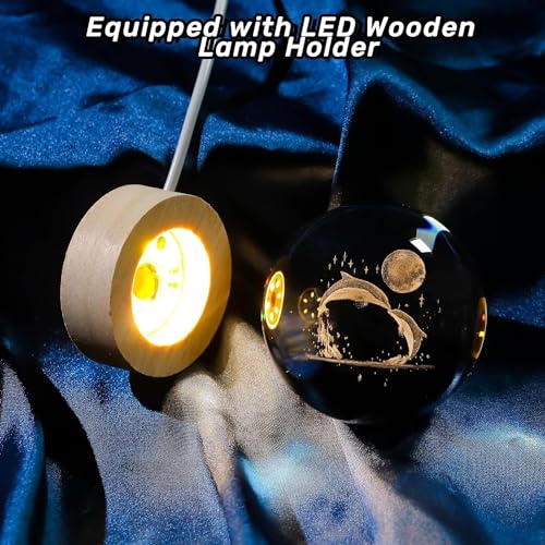 Crystal 3D Galaxy Ball Night Light Table Lamp, Dolphin with Moon - Image 4