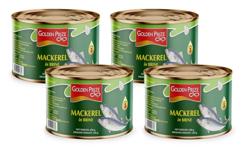 Golden Prize Mackerel in Brine, 200g (Pack of 4)