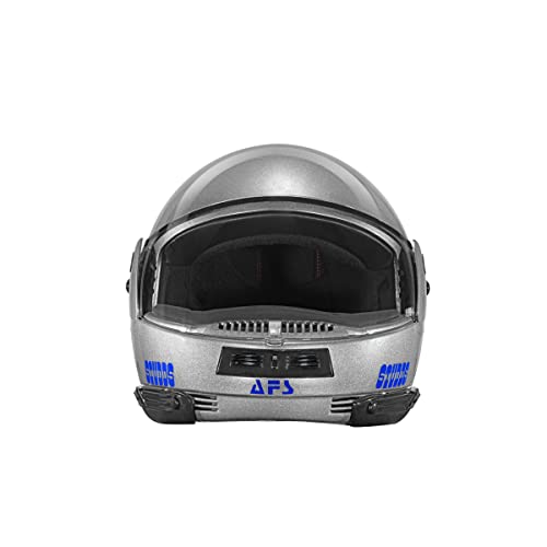 Studds Ninja Pastel Plain Flip Up Full Face Helmet (Silver Grey, M) - Image 3