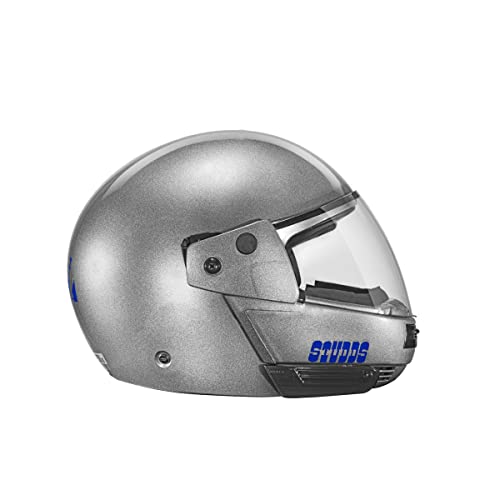 Studds Ninja Pastel Plain Flip Up Full Face Helmet (Silver Grey, M) - Image 4