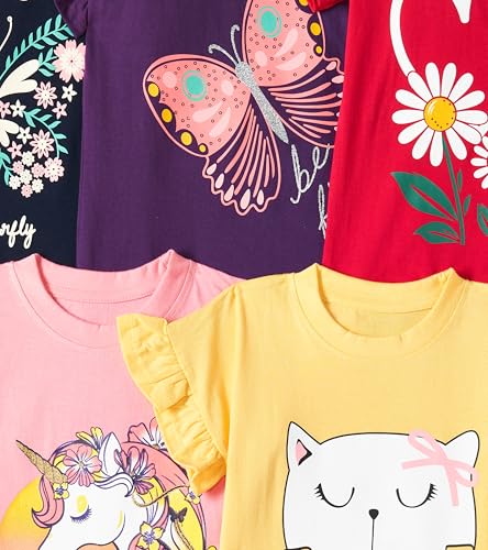 T2F Girls Cotton Printed Regular Fit T-Shirt (Pack of 5) - Image 3