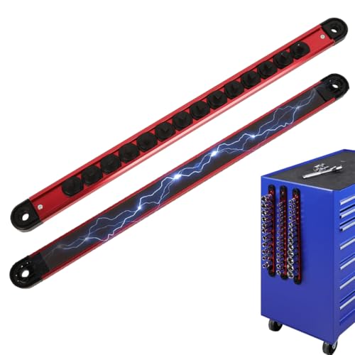 STHIRA 1/4in Socket Organizer, 14 Swivel Bases, 16in Aluminum, SAE Metric